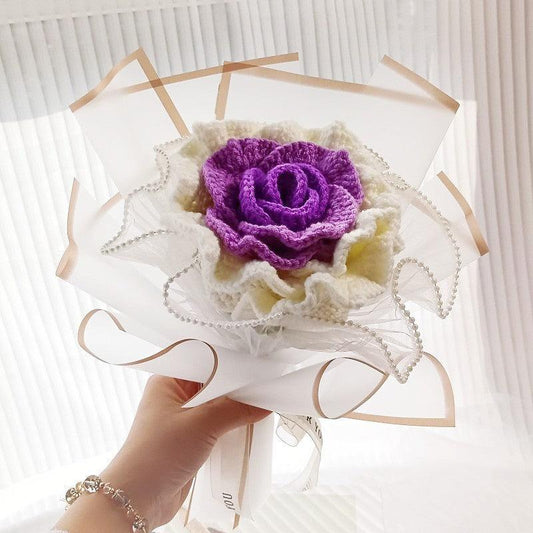 Hand Knitted Woolen Rose Simulation Bouquet