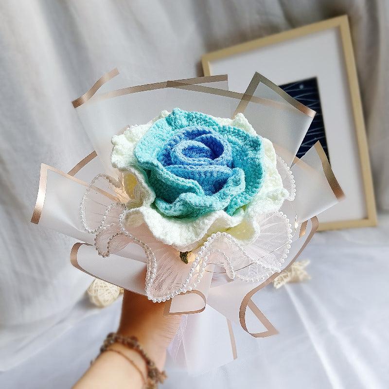 Hand Knitted Woolen Rose Simulation Bouquet