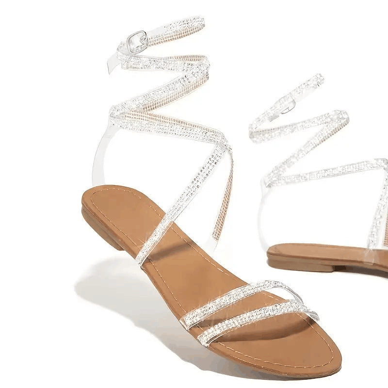 Flat Back Strap Of Straight Stripe Colored Diamond Sandals Little Luxuries