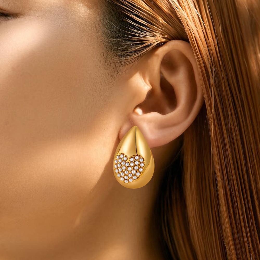 18K Gold Stainless Steel Simple Geometric Water Drop Ear Studs fashion earrings