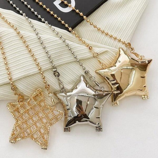 Zinc Alloy Shiny Metal Five-pointed Star Box Mini Bag Change Crossbody Lipstick Pack