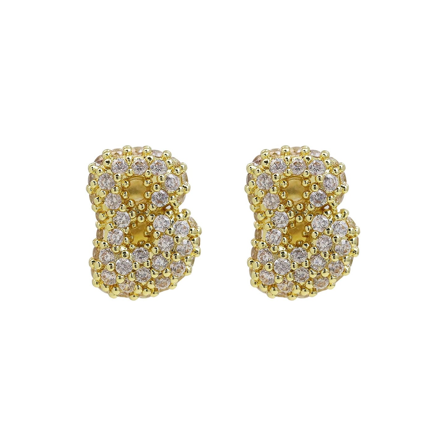 18K Brass Balloon Bubble Zircon Small Size Stud Earrings